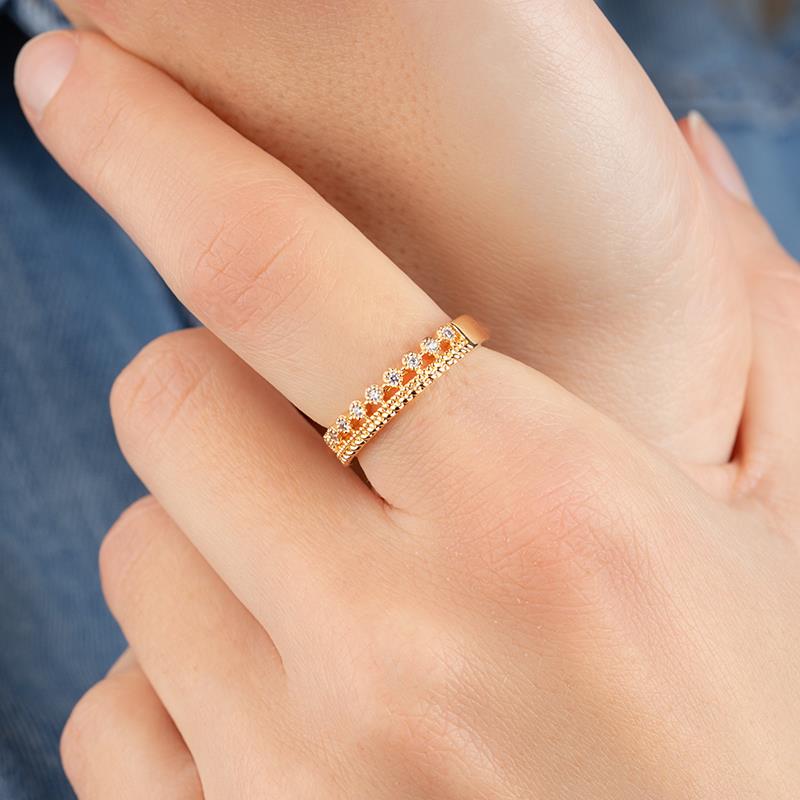 Zusteckring Krone - Ring doppelreihig vergoldet