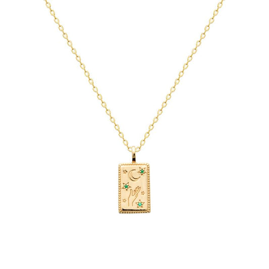 Tarotkarten-Halskette für Damen 16K vergoldet