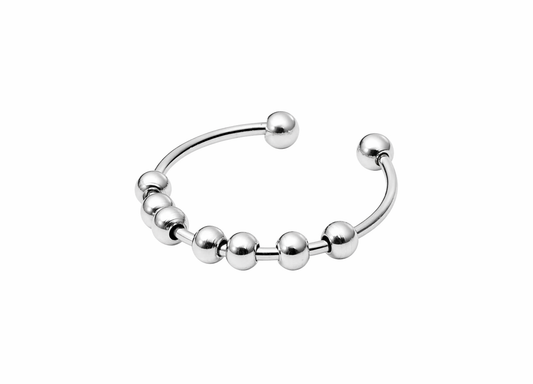 Anti-Stress-Ring mit beweglichen Perlen aus Silber