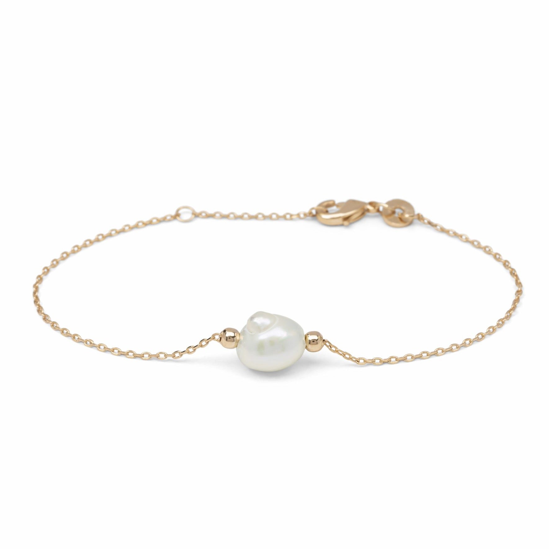 Armband mit Süßwasser-Zuchtperle vergoldet - Armband mit weißer Perle