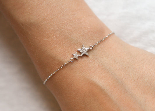 Sternenarmband mit Strass aus 925er Silber