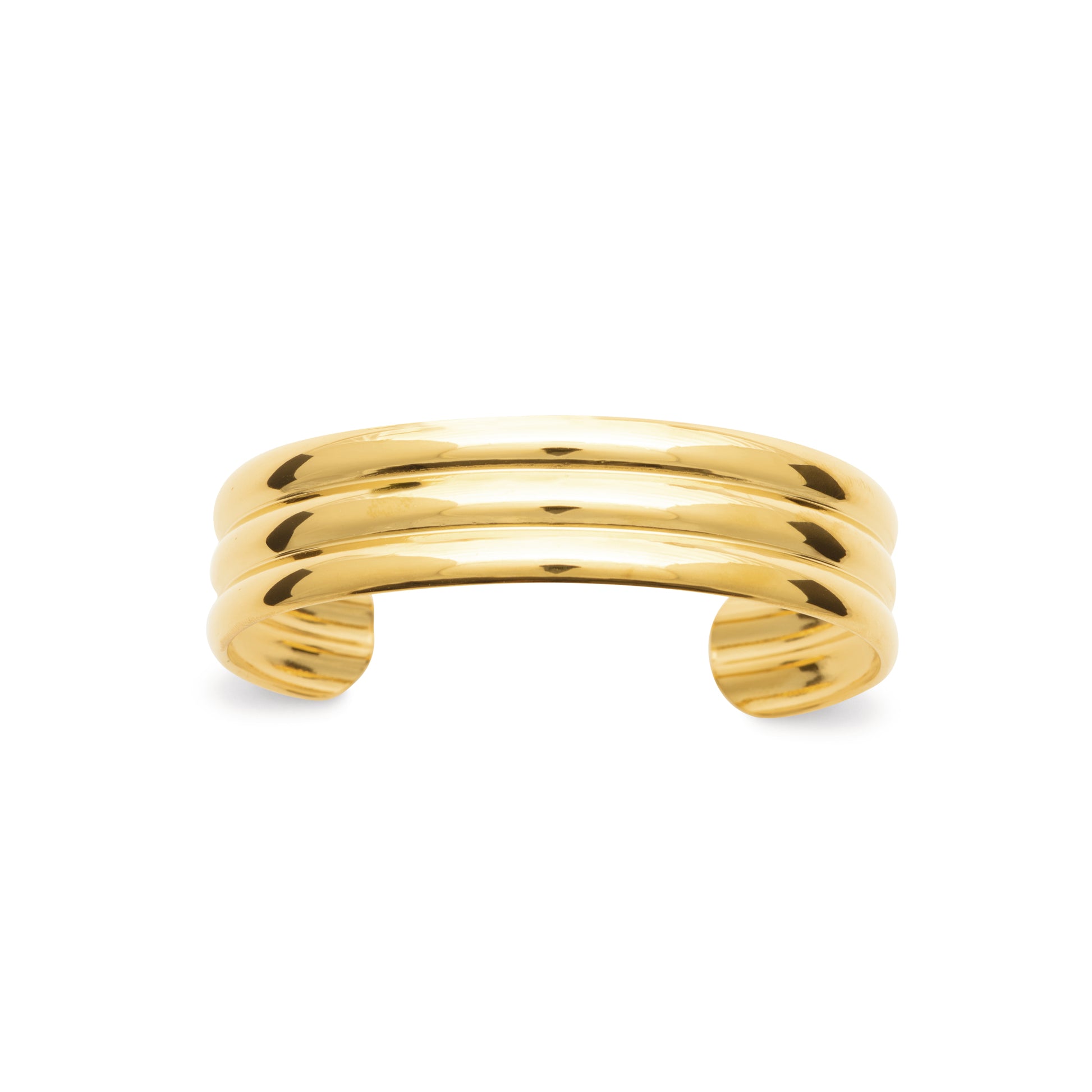 Goldfarbener Armreif aus Edelstahl – Dreireihiger, verstellbarer Damen-Armreif