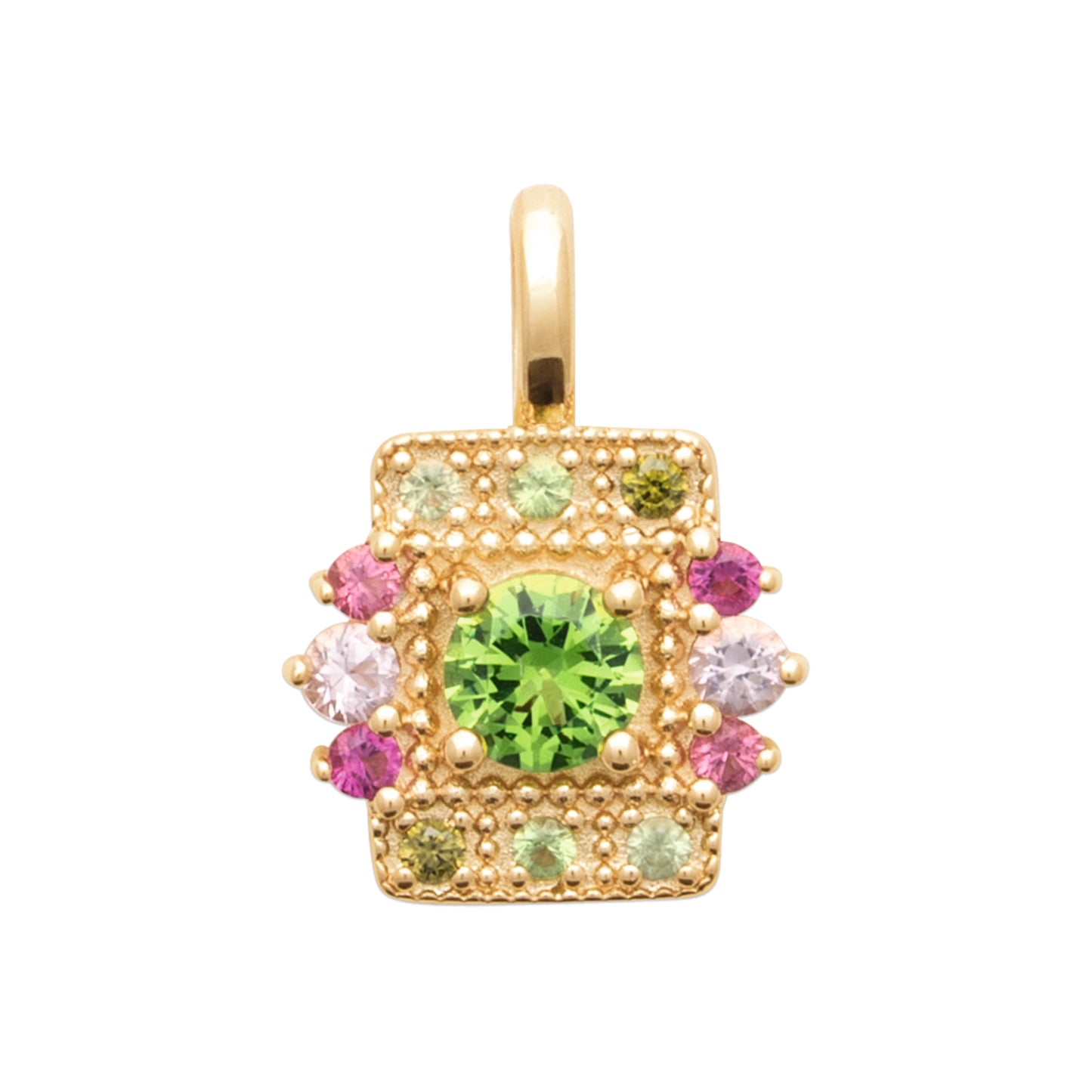 Boho-Chic Halskette 18 Karat vergoldet mit buntem quadratischem Anhänger