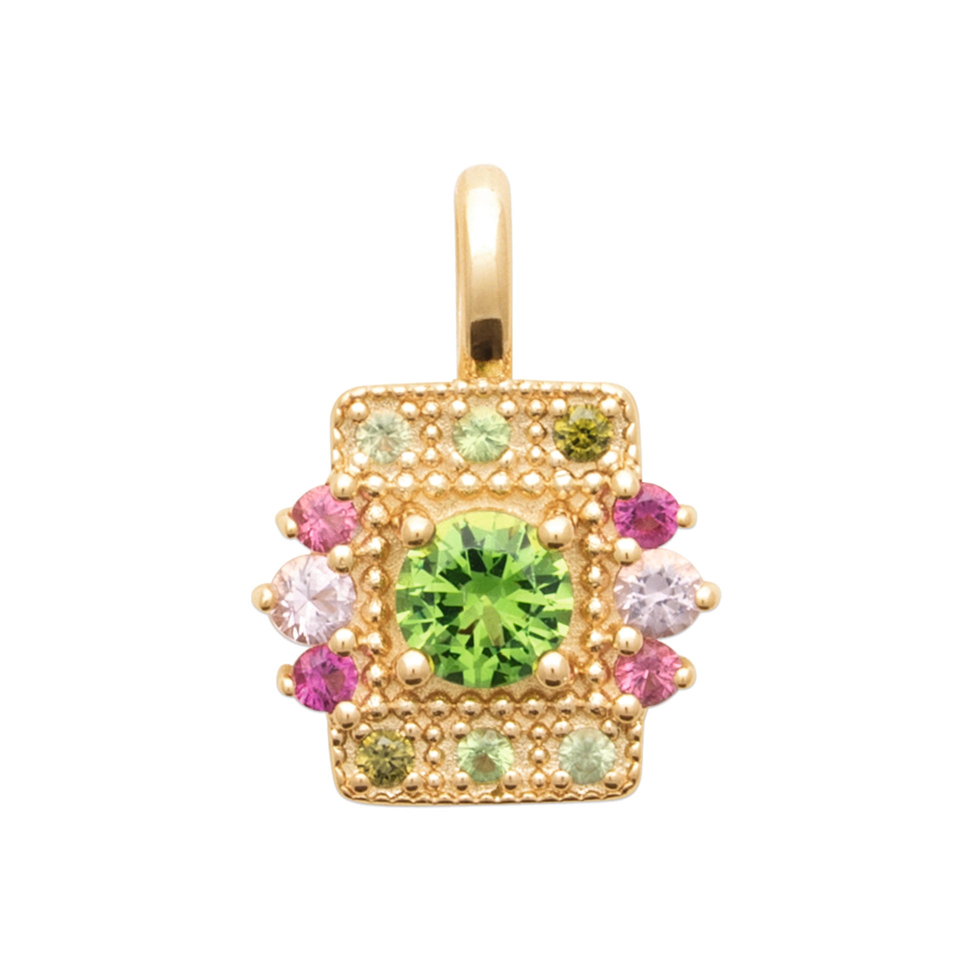 Boho-Chic Halskette 18 Karat vergoldet mit buntem quadratischem Anhänger