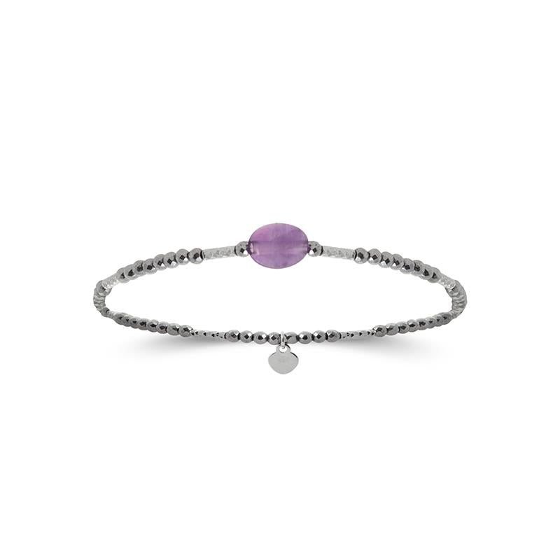 Armband aus 925‑Silberperlen mit natürlicher Amethyst‑Perle