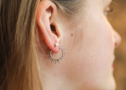 Sonnenstrahl-Creolen aus Silber - Creolen Sonne für Damen