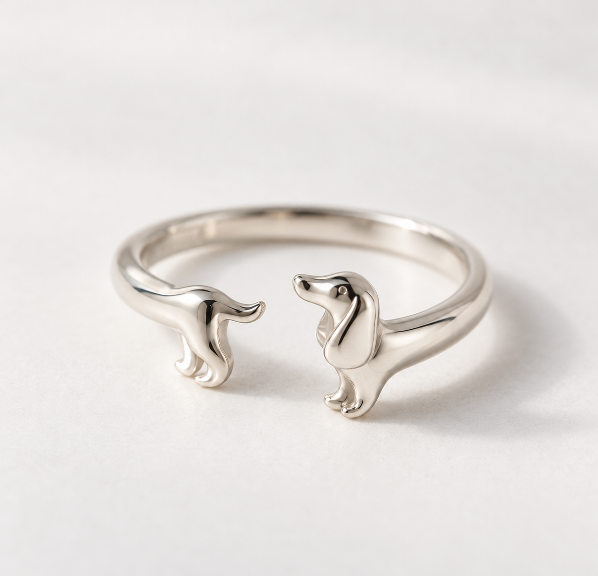 Dackel-Ring aus Silber – verstellbar