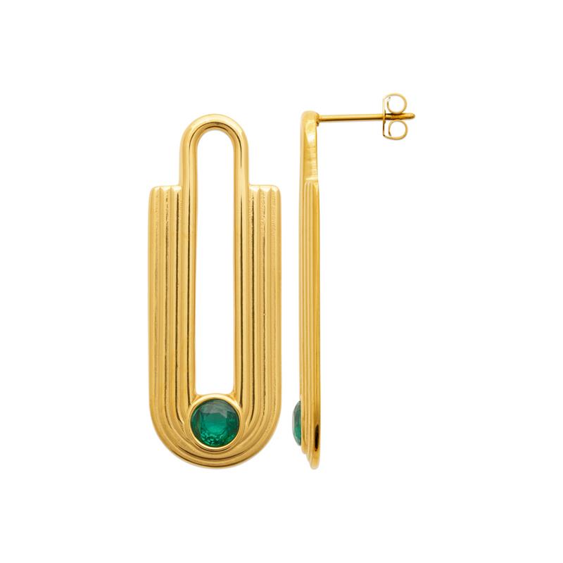 Goldene Ohrringe aus Edelstahl im Art-déco-Stil