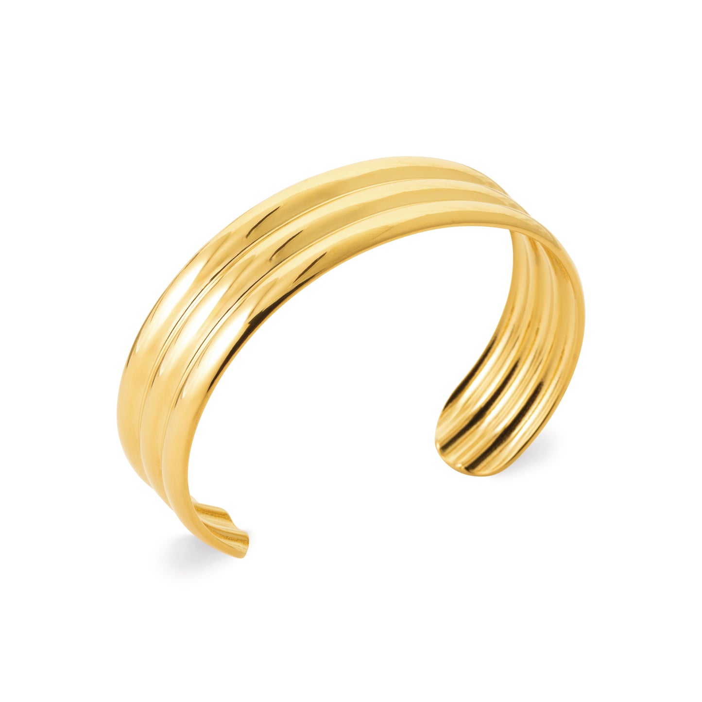 Goldfarbener Armreif aus Edelstahl – Dreireihiger, verstellbarer Damen-Armreif