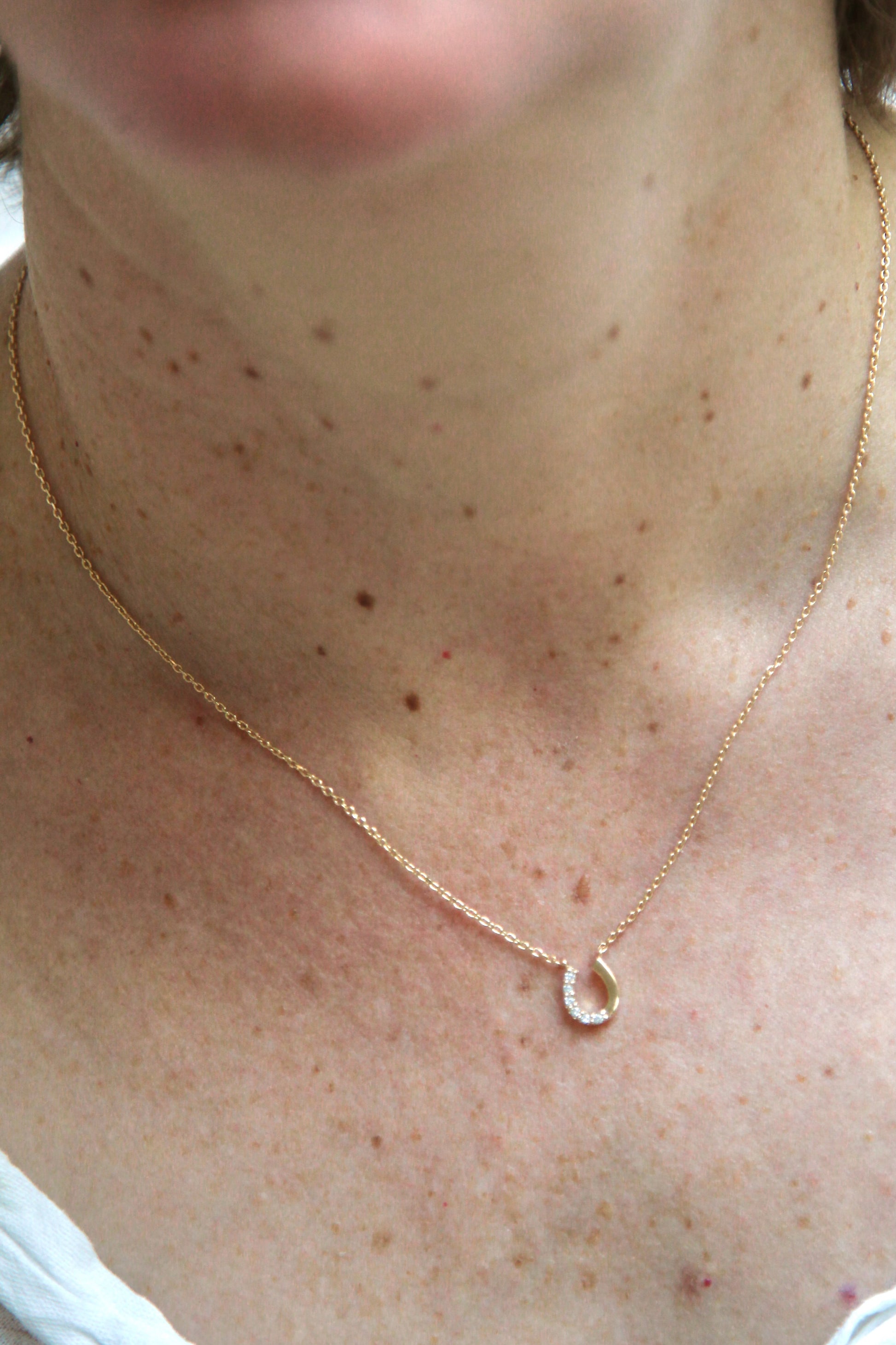 Vergoldete Halskette mit Hufeisen-Anhänger und Zirkonia – Ihr persönlicher Glücksbringer