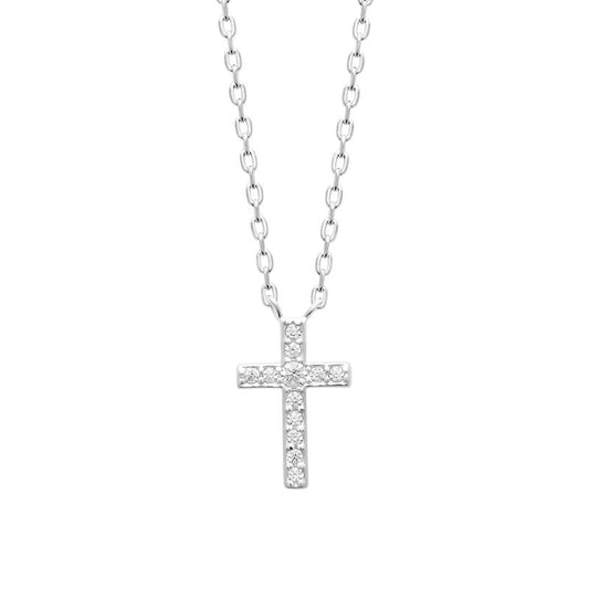 Kette mit Kreuz aus Silber mit Zirkonia - Kreuzkette für Damen