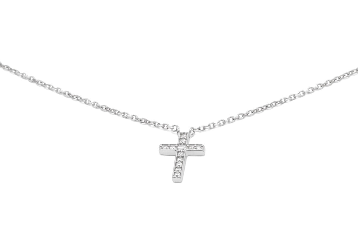 Kette mit Kreuz aus Silber mit Zirkonia - Kreuzkette für Damen