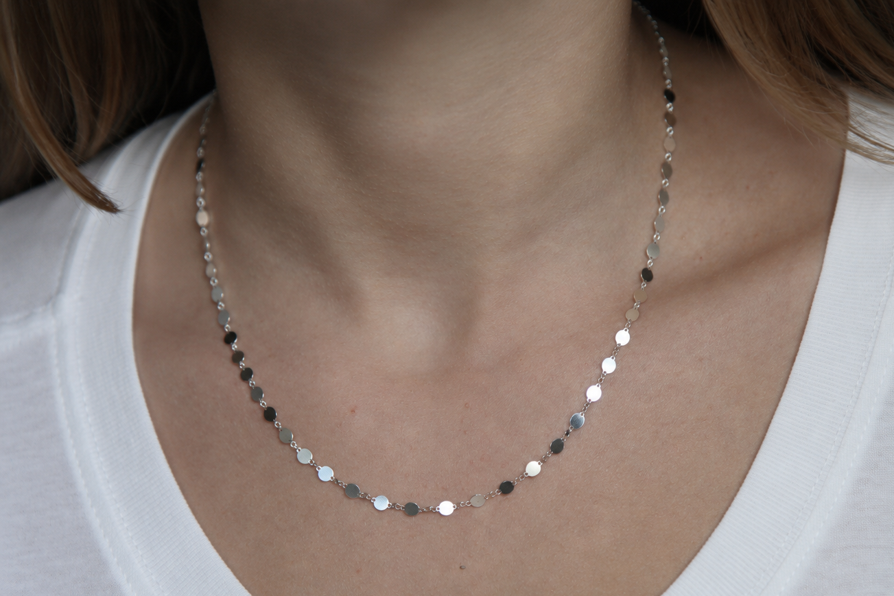 Plättchenkette aus Silber - Kette mit Plättchen für Damen