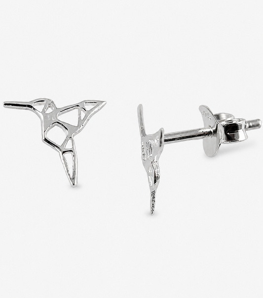 Eleganten Kolibri Ohrstecker aus Silber - Kolibri Ohrringe im Origami-Stil