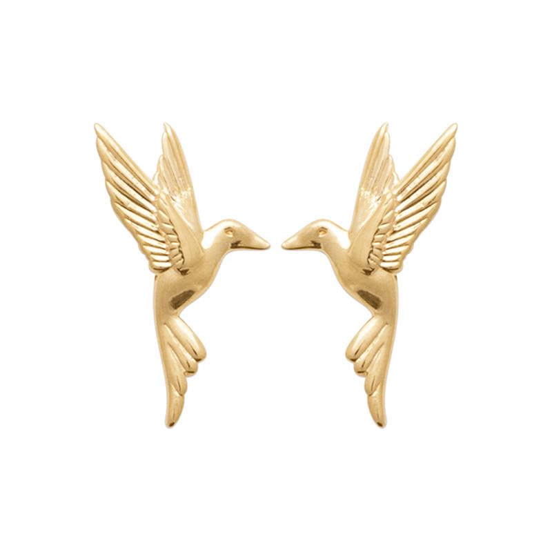 Eleganten Kolibri Ohrstecker vergoldet - Vogel Ohrringe für Damen