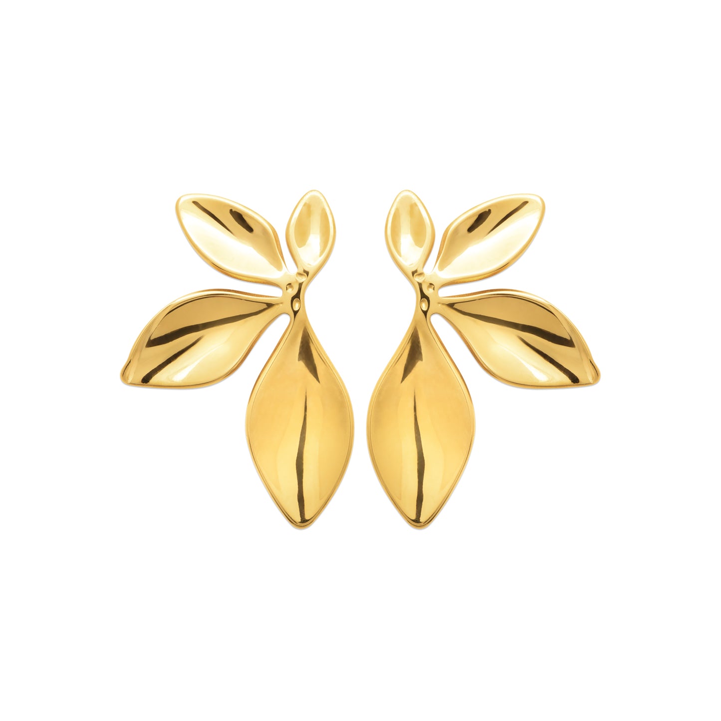 Goldene Ohrringe aus Edelstahl mit elegantem Blattdesign