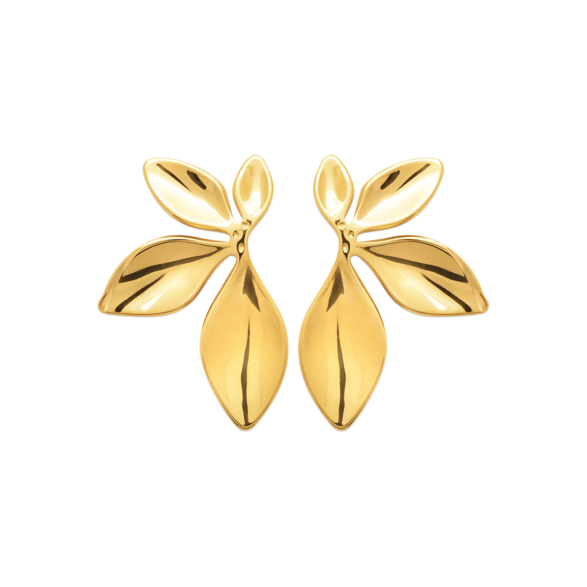 Goldene Ohrringe aus Edelstahl mit elegantem Blattdesign