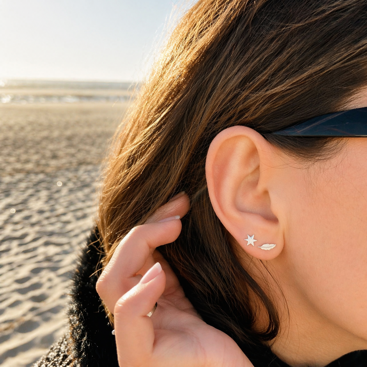 Ohrstecker Feder Boho Hippie Leichtigkeit Silber - Ohrringe für Damen