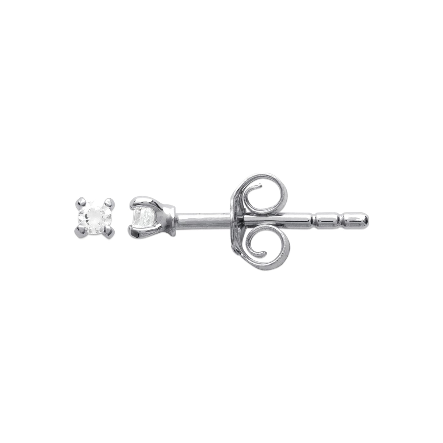 Silber Ohrstecker mit Zirkonia – kleine funkelnde Stecker (2 mm)