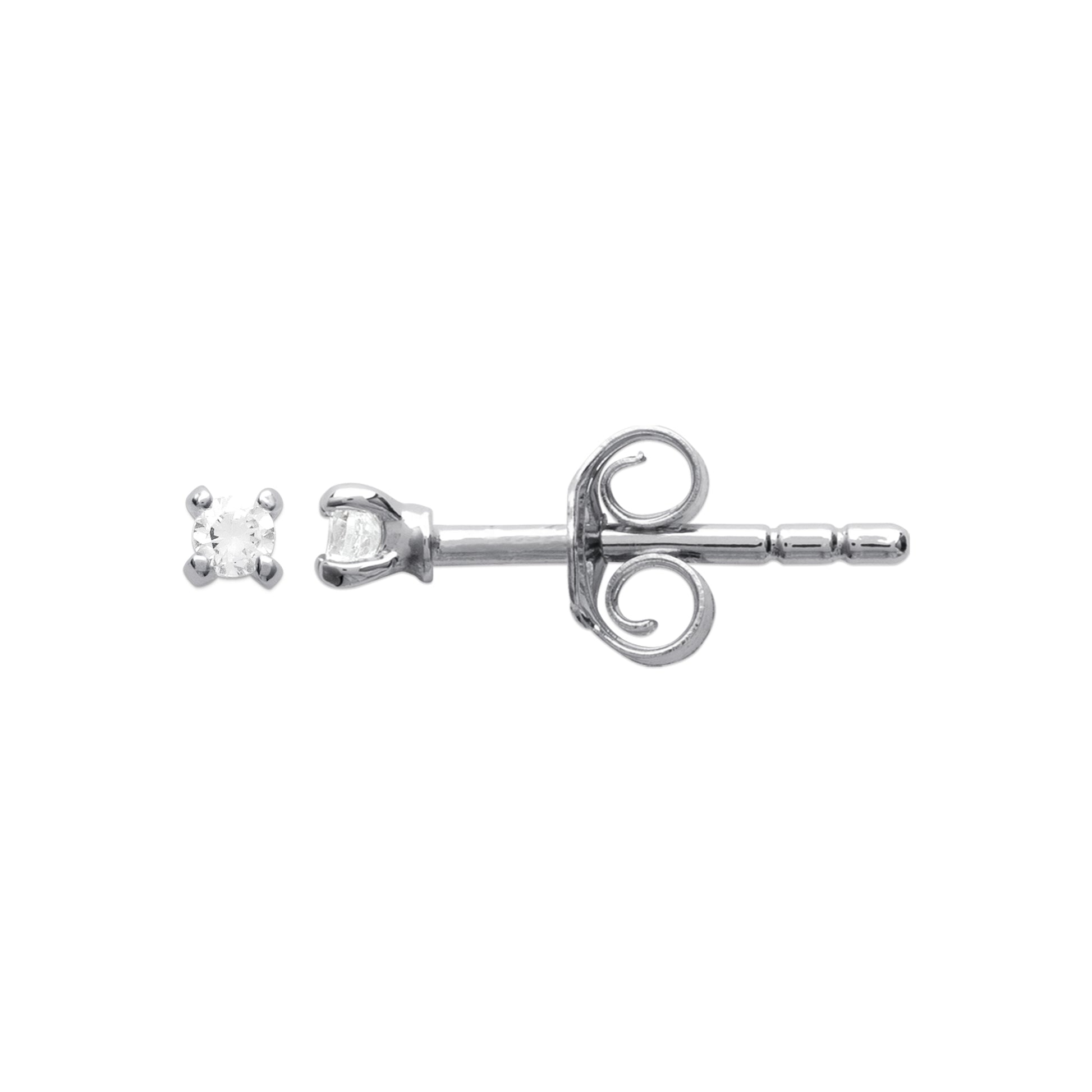 Silber Ohrstecker mit Zirkonia – kleine funkelnde Stecker (2 mm)