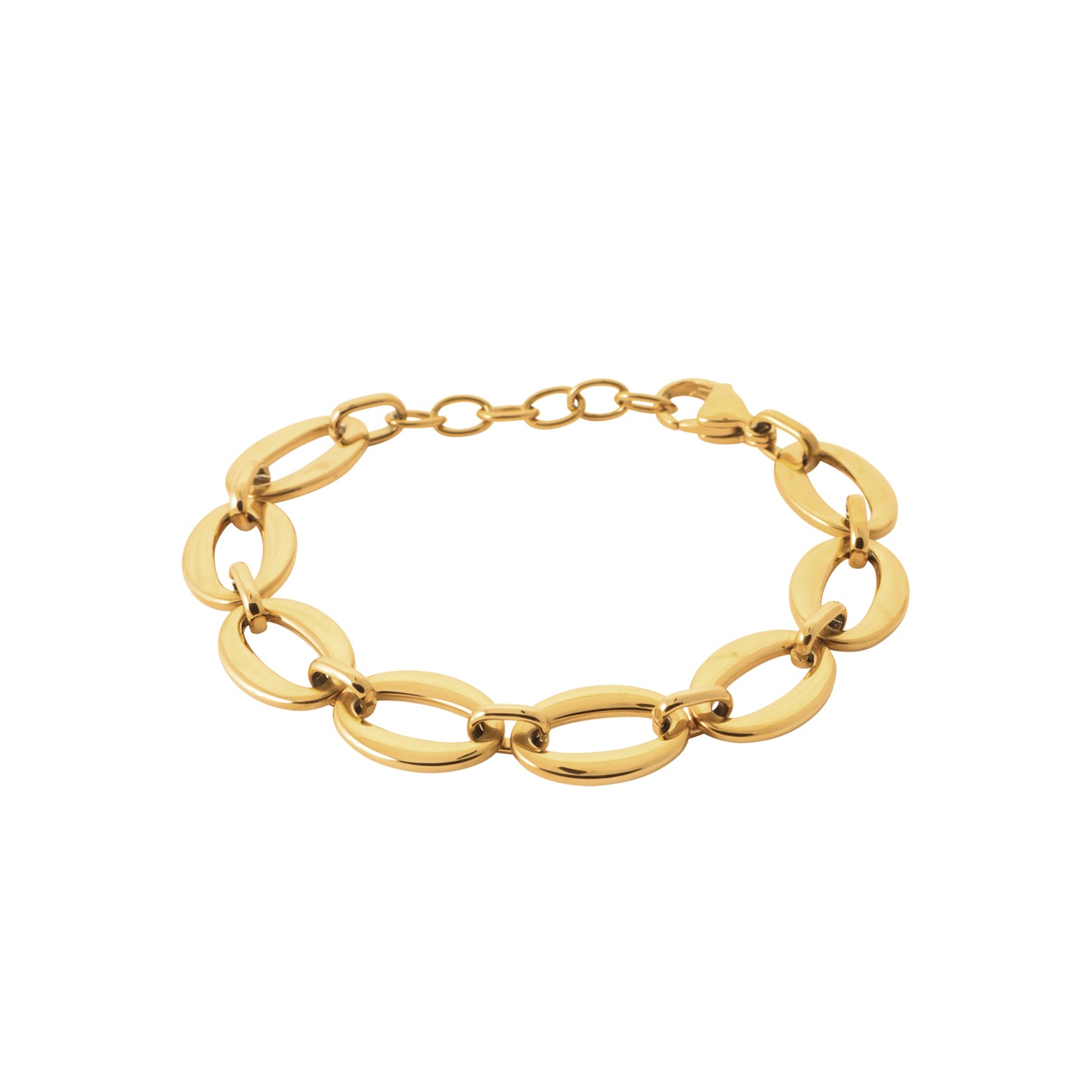 Goldfarbenes Gliederarmband aus Edelstahl – Ovalglieder, verstellbar