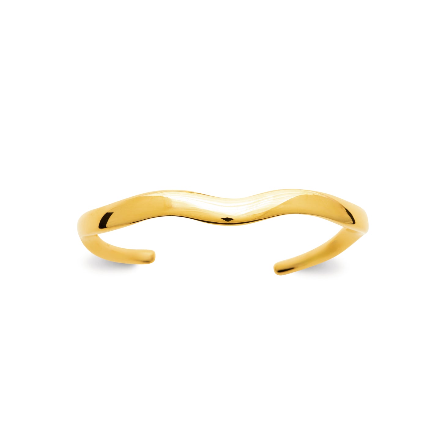 Wellenförmiger Armreif aus goldfarbenem Edelstahl – Verstellbar & wasserfest