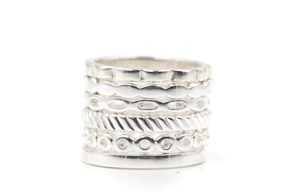 6er Set Stackingringe aus Silber