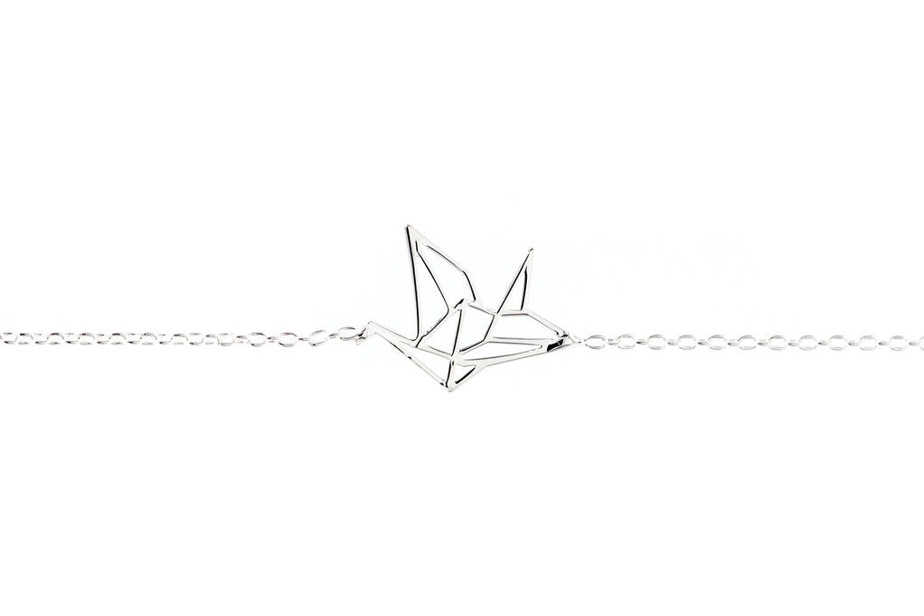 Armband mit Origami-Vogel aus Silber
