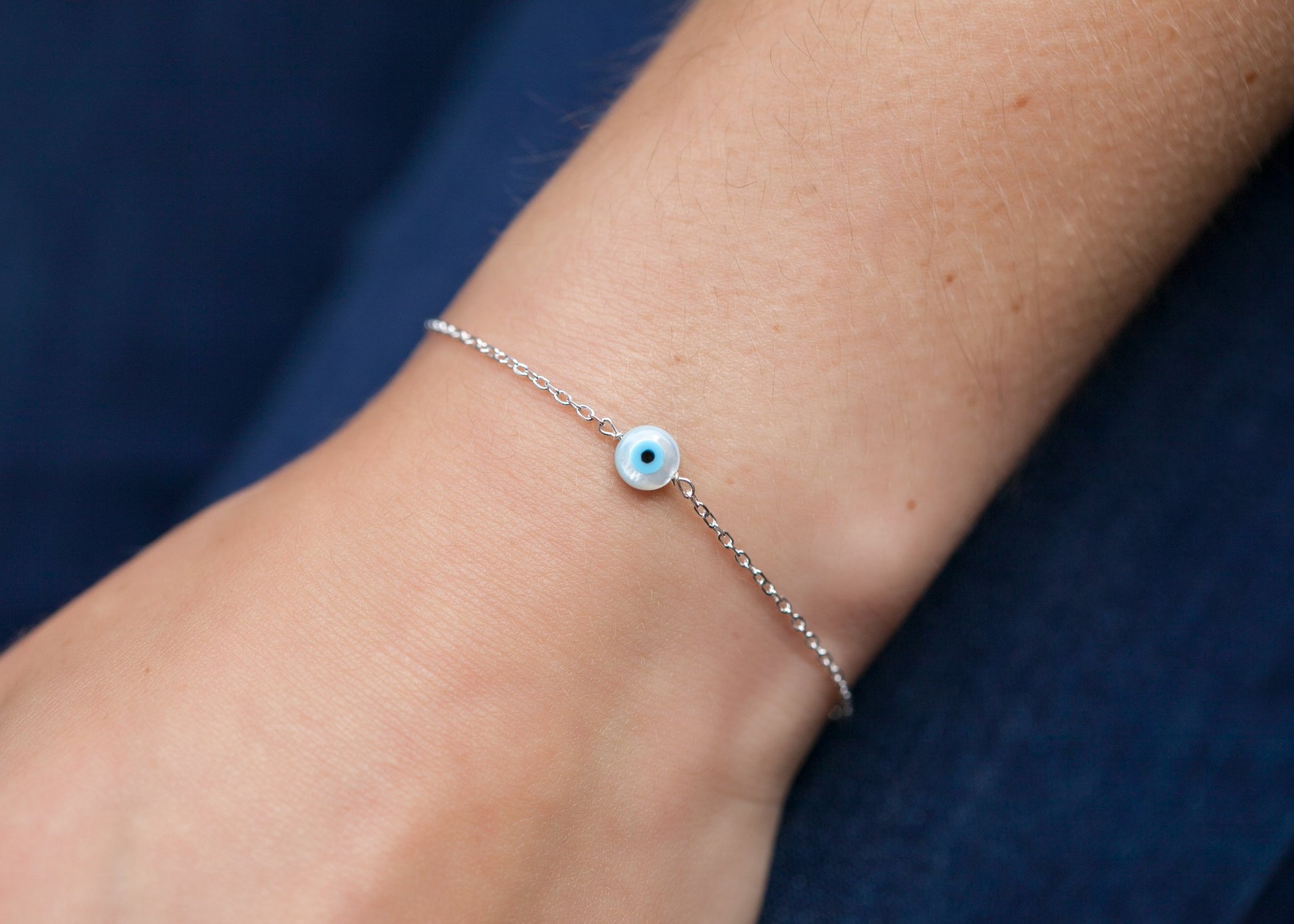 Blaue Auge Armband aus Silber - Damen Nazar Amulett