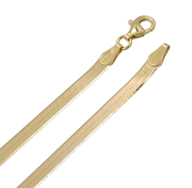 Vergoldete Halskette mit klassischer flacher Schlangenkette