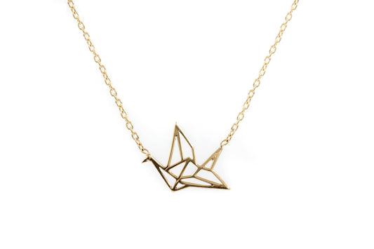 Kette mit Anhänger Vogel Vergoldet - Origami Halskette