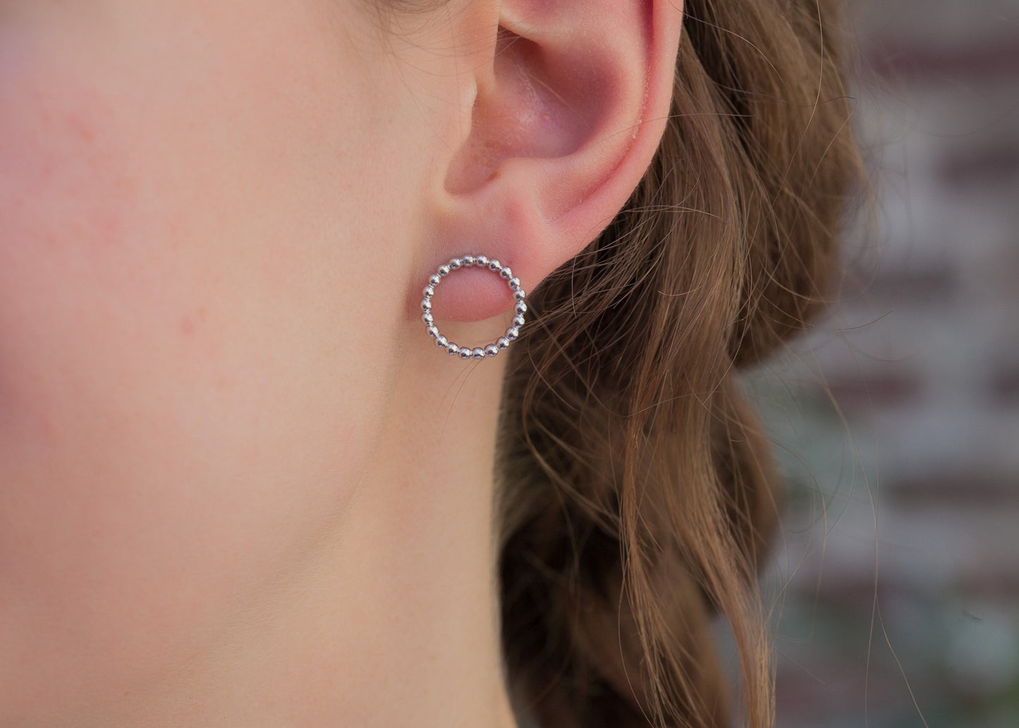 Ohrringe Ohrstecker Kreis Kugeln aus Silber für Damen