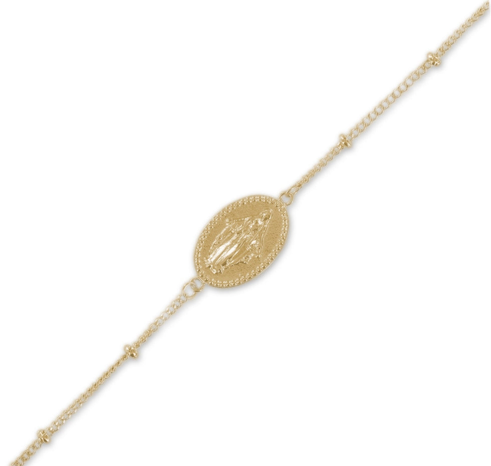 Religiöses Armband mit Jungfrau Maria vergoldet, Heilige Maria Armband
