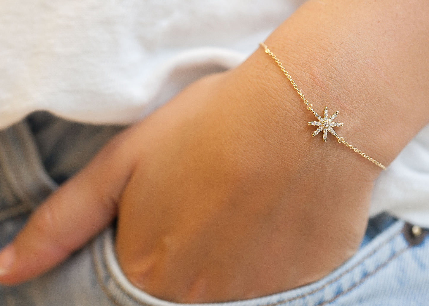 Armband Stern mit Zirkonia | 16Karat vergoldet