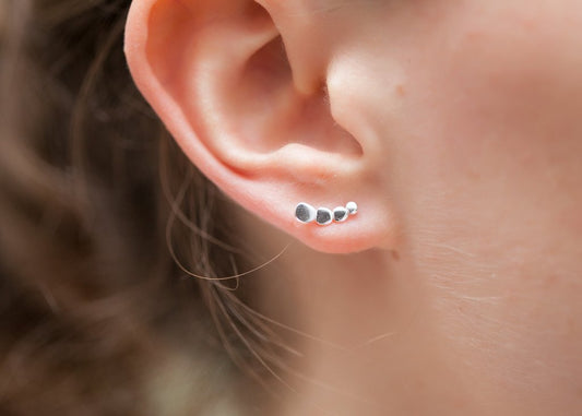 Ohrringe mit 4 kleinen Kreisen aus Silber