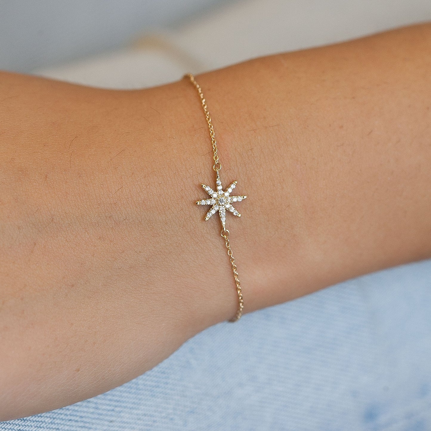 Armband Stern mit Zirkonia | 16Karat vergoldet