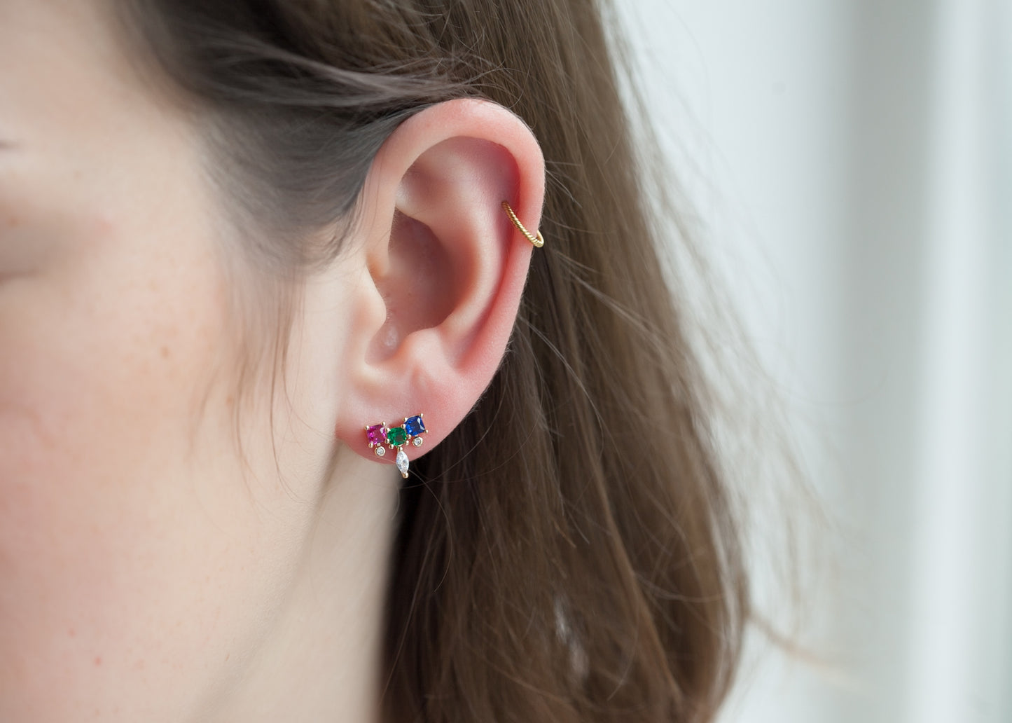 Ohrstecker Farbige Steine Vergoldet - Ohrringe für Damen