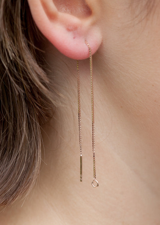 Ohrkettchen 16K rosévergoldet - Durchzieher Ohrringe für Damen