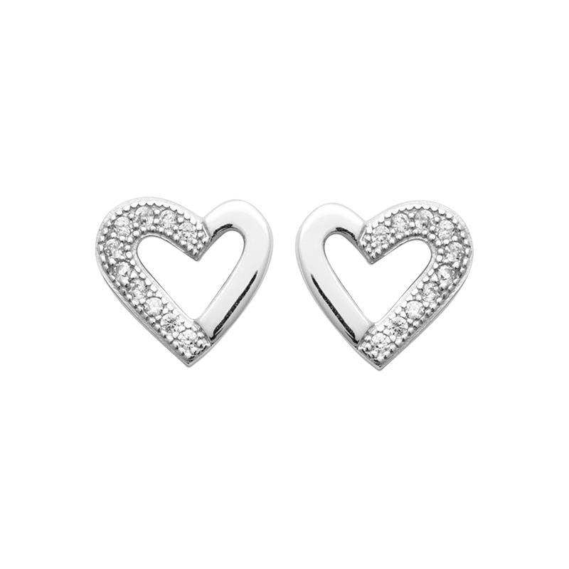 Ohrstecker Herz mit Zirkonia aus Silber - Ohrringe für Damen