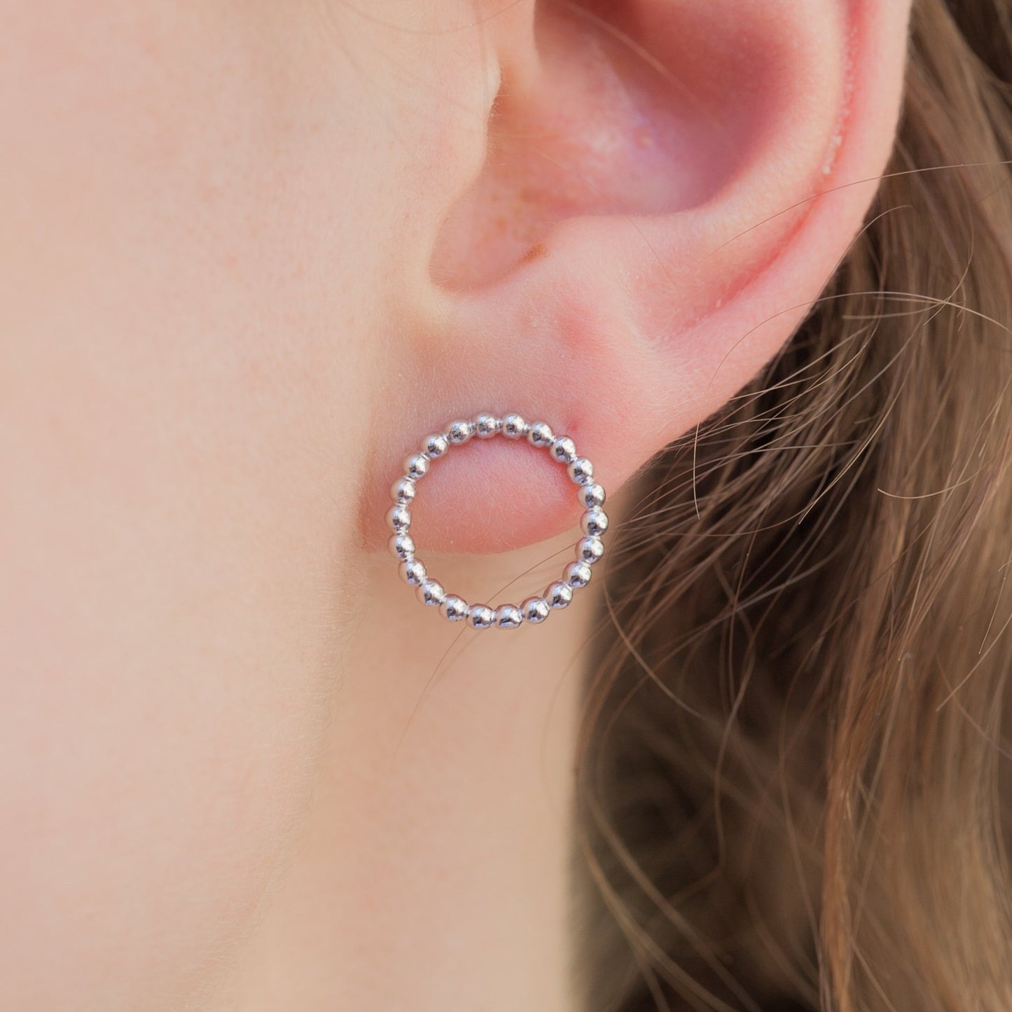 Ohrringe Ohrstecker Kreis Kugeln aus Silber für Damen