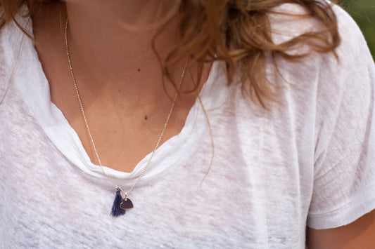 Kette mit Herz und Quaste aus Silber