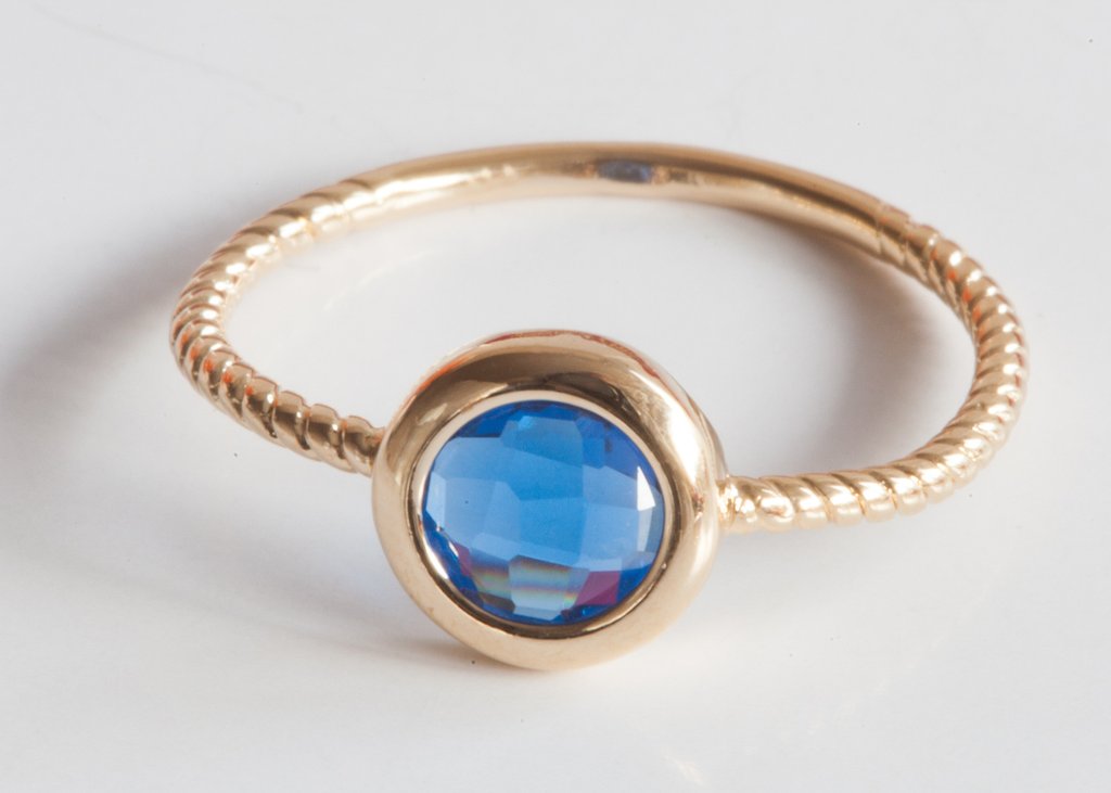 Ring mit blauem Stein | 16Karat vergoldet
