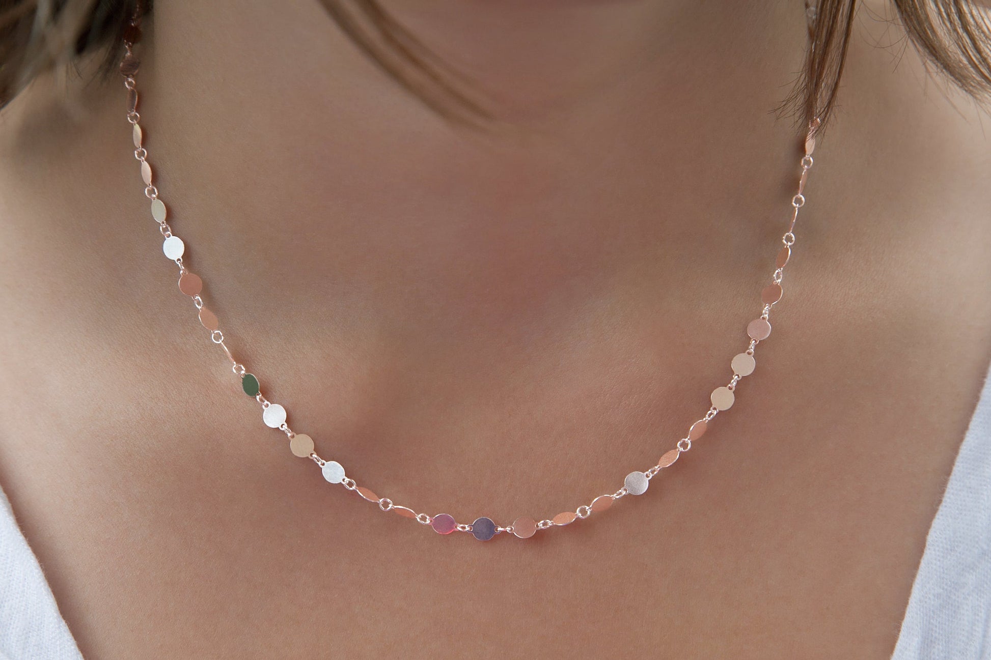 Plättchenkette aus Silber - kette mit Plättchen für Damen