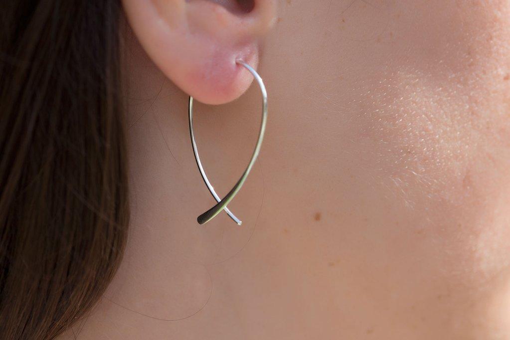 Tropfen Geometrische Creolen Ohrringe aus Silber