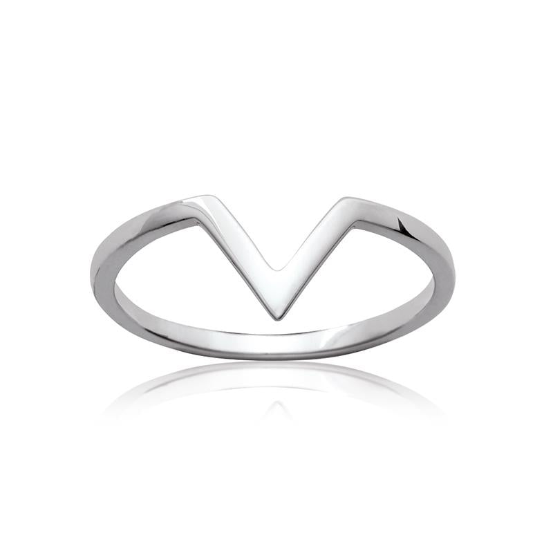 V-Ring aus Silber - Chevron